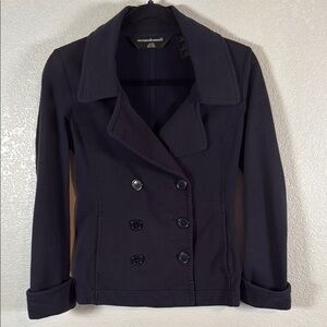 Norma Kamali Navy Soft Peacoat Classic Career Wear Size XS